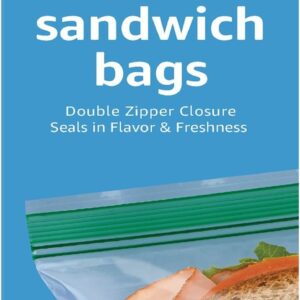 amazon basics reclosable double zipper sandwich storage bags for food storage, bpa free, 100 count